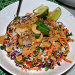 Coconut Confetti Rice Salad with Ginger Peanut Sauce