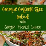 Coconut Confetti Rice Salad with Ginger Peanut Sauce