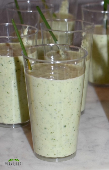 Chilled Cucumber and Cilantro Soup Shooters
