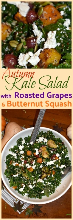 Autumn Kale Salad with Roasted Grapes and Butternut Squash