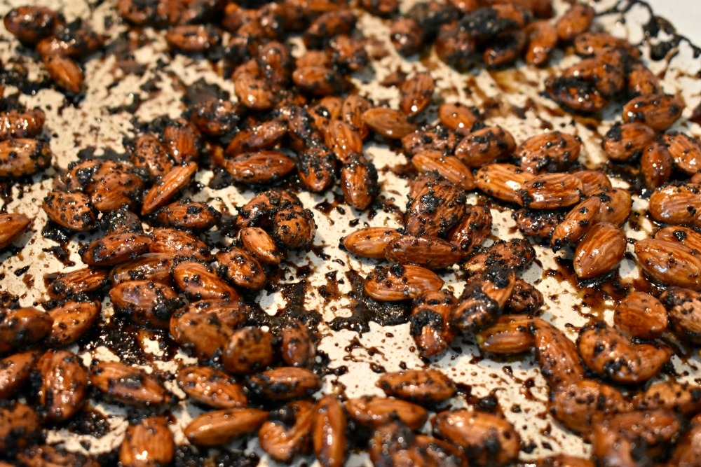 Coffee Roasted Almonds and Chocolate Coconut Snack Mix #coffeeroastedalmonds #sweetsnackmix #chocolatetrailmix