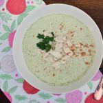 Chilled Cucumber and Cilantro Soup with Lump Crab #chilledsoup #crabsoup #cucumbersoup