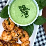 Grilled Shrimp with a Spinach Yogurt Dipping Sauce #grilledshrimp #yogurtdippingsauce #shrimpanddip