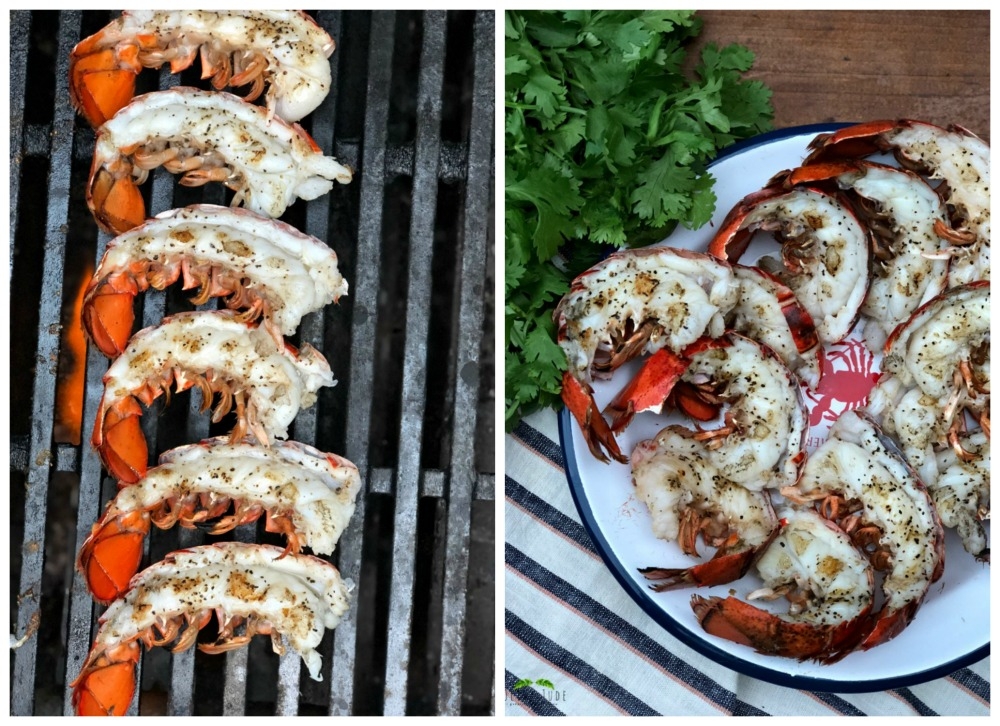 Grilled Sriracha Lobster Rolls #lobsterrolls #lobstertails #grilledlobster #srirachalobster