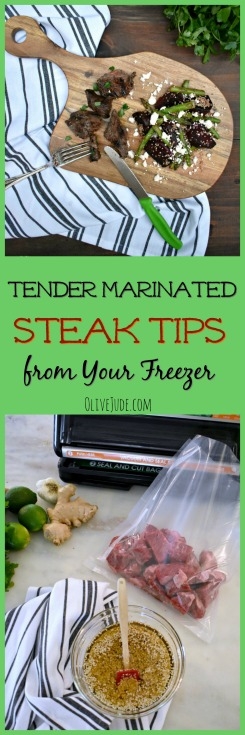 Tender Marinated Steak Tips from Your Freezer @foodsaver #SealToSavor #ad #FoodSaverrecipes #steaktips #steakmarinades