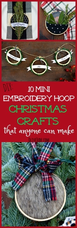 DIY: 10 Mini Embroidery Hoop Christmas Crafts That Anyone Can Make #miniembroideryhoops #christmascrafts #diychristmasdecor #diy #embroideryhoopideas