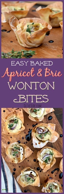 Easy Baked Apricot and Brie Wonton Bites #wontonappetizer #bakedbrieideas #easyappetizers