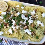 Warm Spaghetti Squash Salad with Artichoke Purée #spaghettisquashrecipes #artichokepuree #spaghettisquashsalad #artichokedressing