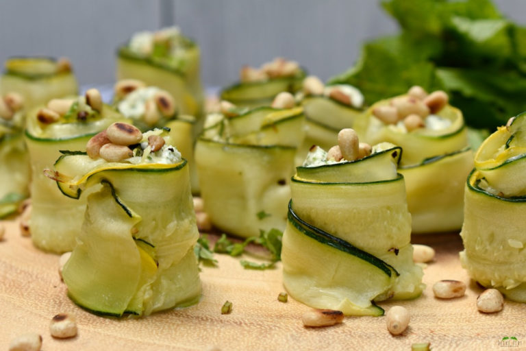Whipped Feta and Mint Zucchini Rosettes - Olive Jude